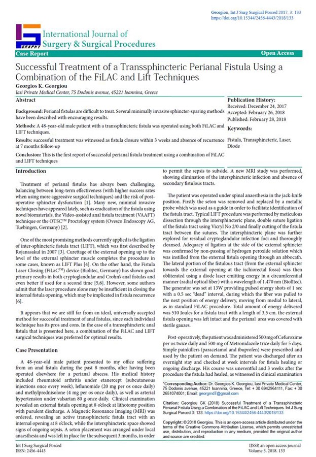 Μεταφορτώθηκε στοSuccessful Treatment of a Transsphincteric Perianal Fistula Using a Combination of the FiLAC and Lift Techniques